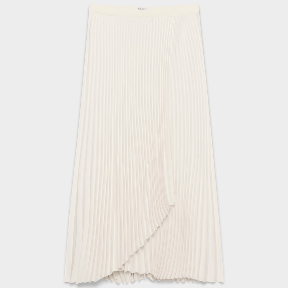 Aritzia Cream Pleated Midi Skirt